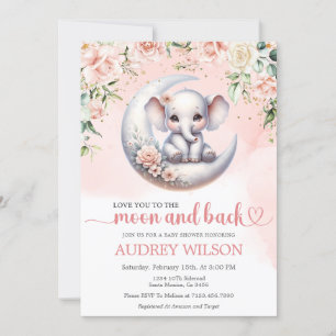 Convite O Chá de fraldas Elefante Te Ama À Lua E Volta