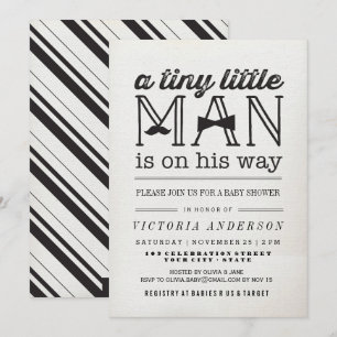 Convite O chá de fraldas pequeno do menino do laço do