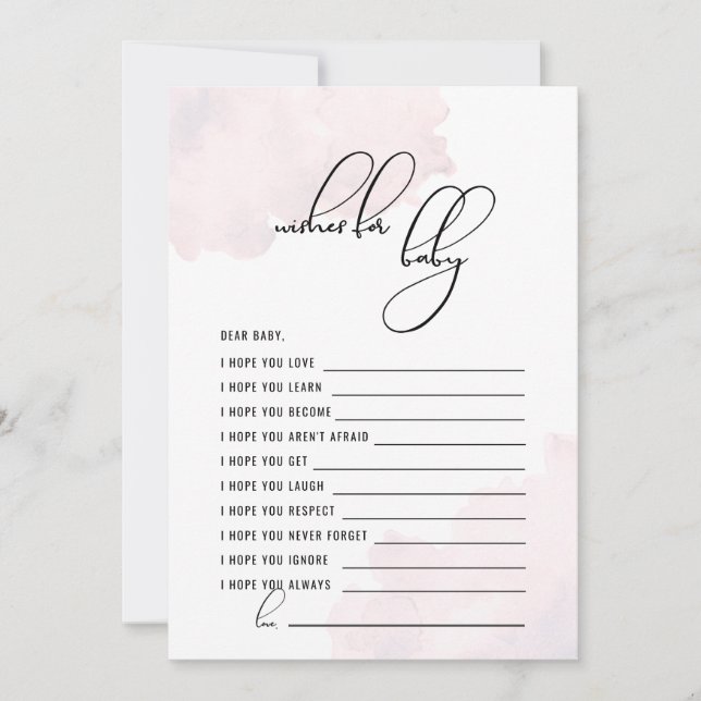 Convite O Chá de fraldas rosa deseja o bebê (Frente)