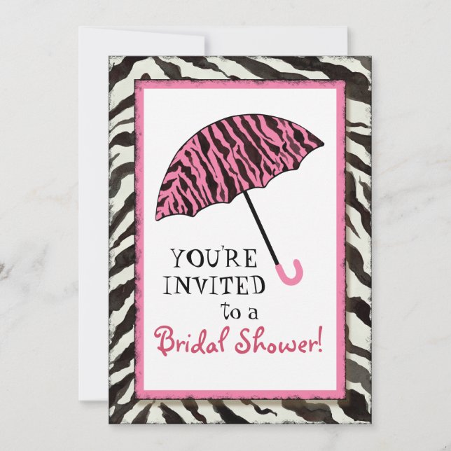 Convite O chá de panela convida a zebra, guarda-chuva de n (Frente)