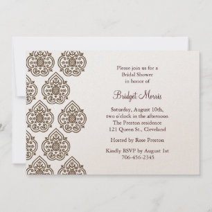 Convite O chá de panela do damasco do vintage convida no