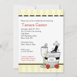 Convite O chá de panela do partido 5x7 de Champagne