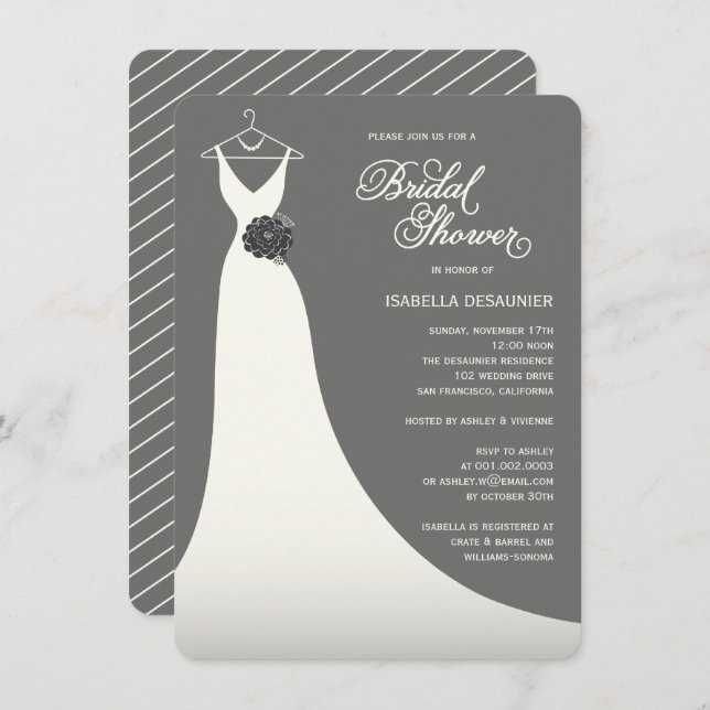 Convite O chá de panela elegante à moda do vestido de (Frente/Verso)