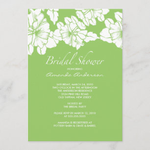 Convite O chá de panela floral verde & branco na moda