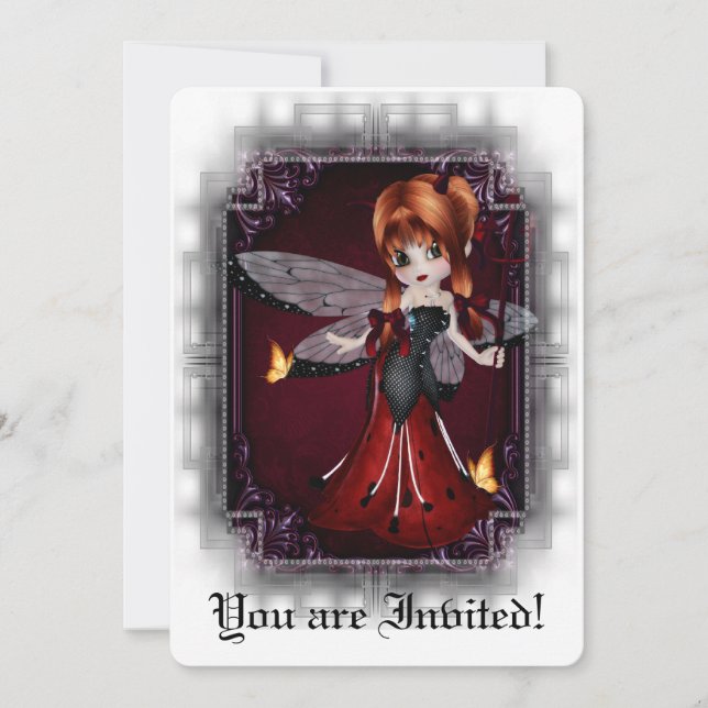 Convite O chá de panela gótico convida o joaninha pequeno (Frente)