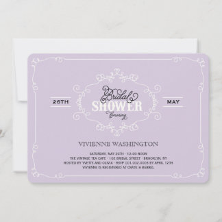 Convite O chá de panela roxo do Flourish chique do vintage