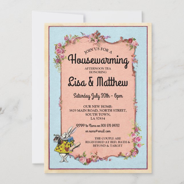 Convite O chá do coelho do país das maravilhas do partido (Frente)