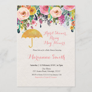Convite O chá Dourado Bring de abril do guarda-chuva pode