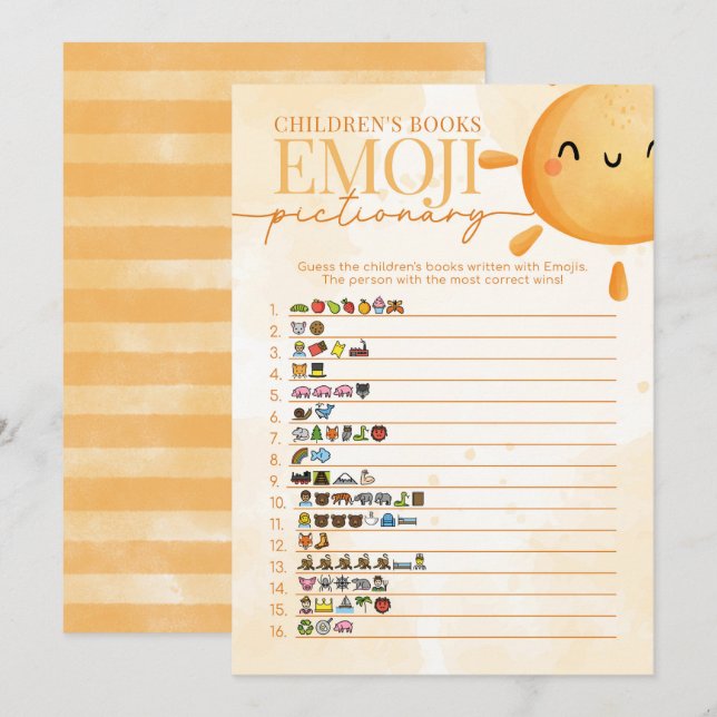 Convite O Chá Emoji do Livro Infantil Sun (Frente/Verso)