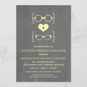 Convite O chá Geeky dos casais dos vidros do quadro