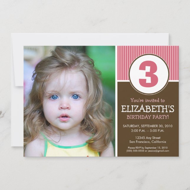 Convite O chocolate simples & doce/aniversário cor-de-rosa (Frente)