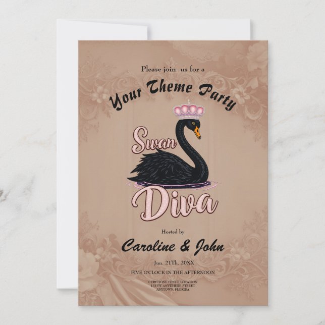 Convite O cisne negro, rainha da água.  (Frente)