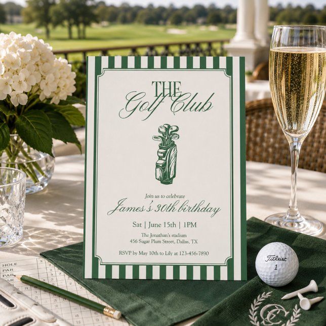 Convite O Clube de Golfe Aniversário de Golfe Faixa Verde  (Criador carregado)