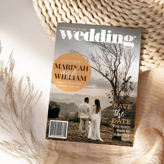 Convite O Cobrir Da Trendy Magazine Salva A Foto Da Data (Criador carregado)