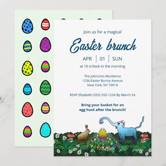 Convite O coelho da Páscoa recolhe ovos de Páscoa (Frente/Verso)