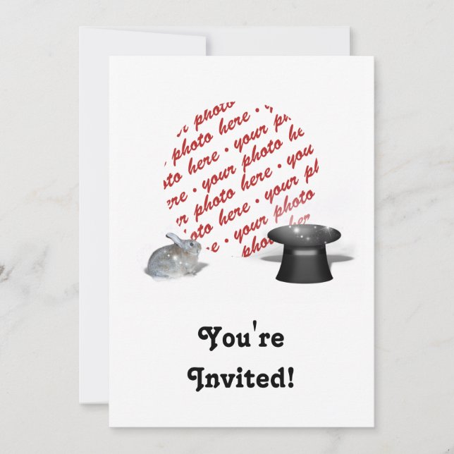 Convite O coelho e o quadro de fotos do Magic Hat (Frente)