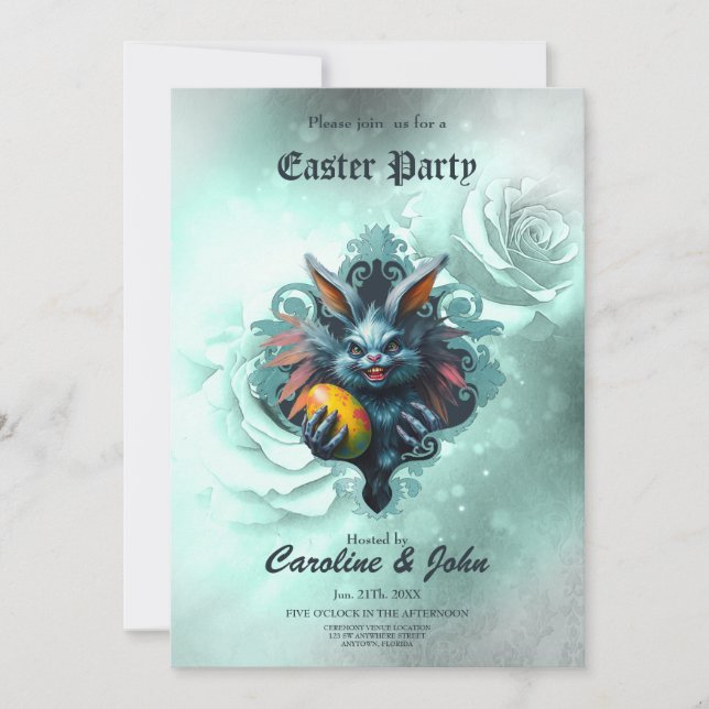 Convite O coelho Páscoa assustador, (Frente)