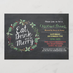 Convite O comensal de Natal come a bebida & seja partido