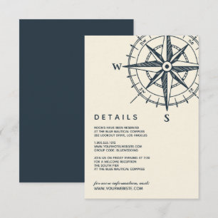 Convite O Compass Azul  Detalhes do convidado de casamento