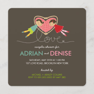 Convite O coração do amor da menina do menino dos desenh