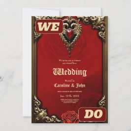 Convite O coração gótico do fogo e do ouro.