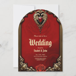 Convite O coração gótico do fogo e do ouro.