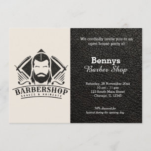 Convite O couro da barbearia está aberto