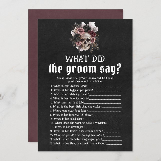Convite O Crânio Floral Do Halloween O Que O Noivo Disse? (Frente/Verso)