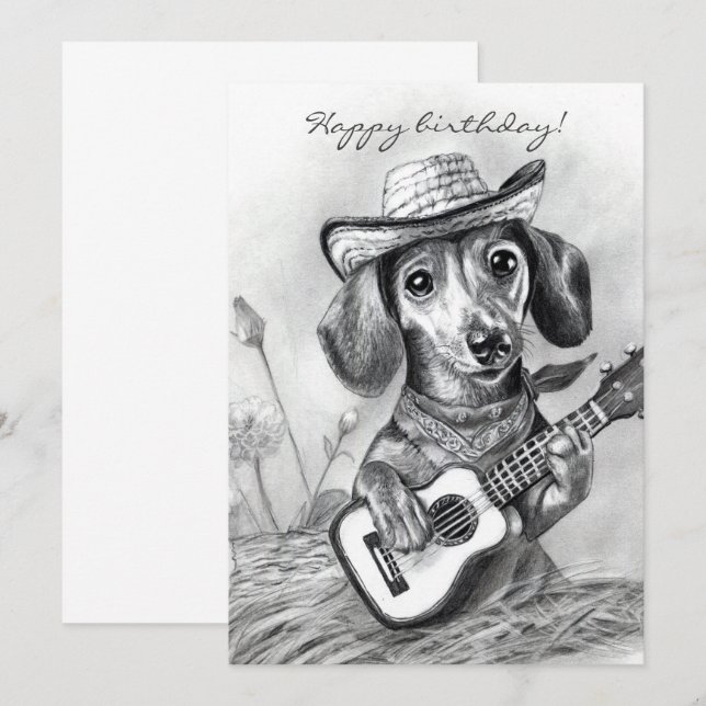 Convite O dachshund country crooner (Frente/Verso)