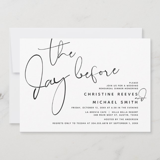 Convite O Dia Anterior, Janta De Ensaio De Casamento (Frente)