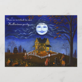 Convite O Dia das Bruxas, partido, convite, bruxa, lua,