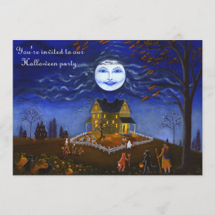 Convite O Dia das Bruxas, partido, convite, bruxa, lua,