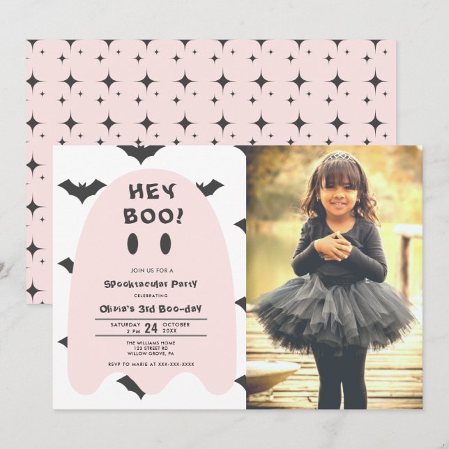 Convite O Dia de Aniversário do Fantasma Rosa, A Qualquer  (Frente/Verso)