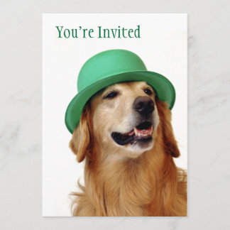 Convite O dia de St Patrick do golden retriever