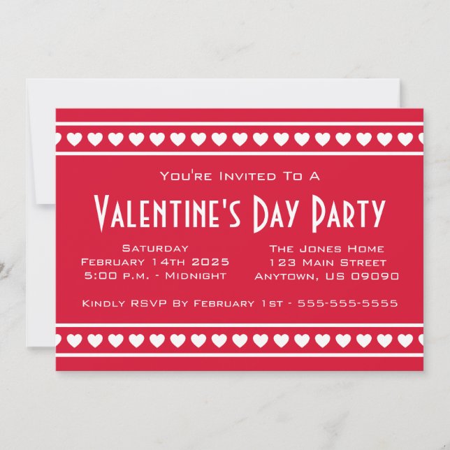 Convite O dia de Valetine da beira dos corações (Frente)