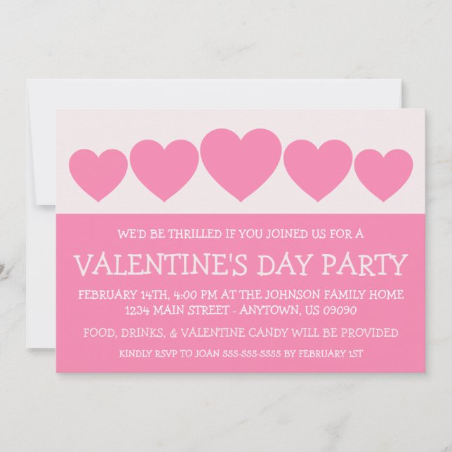 Convite O dia de Valetine da silhueta do coração (rosa) (Frente)