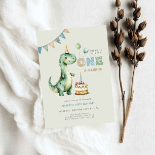 Convite O Dino Verde Faz Um Aniversário de Dinossauro