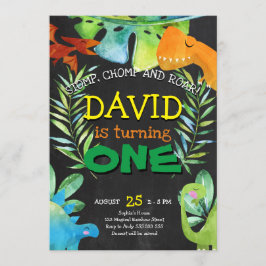 Convite O Dinossauro é o primeiro aniversário da festa da 