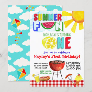 Convite O divertimento do verão olha quem está girando u