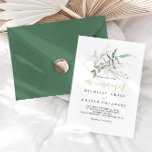 Convite O Dourado Casamento da Folhagem Verde de<br><div class="desc">Este casamento de folhagem verde-dourada é perfeito para um casamento rústico. Este design artístico apresenta a aquarela desenhada à mão,  ouro e folhagem verde,  inspirando beleza natural.</div>