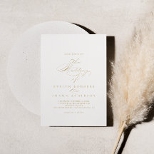 O Dourado Casamento De Caligrafia Elegante De