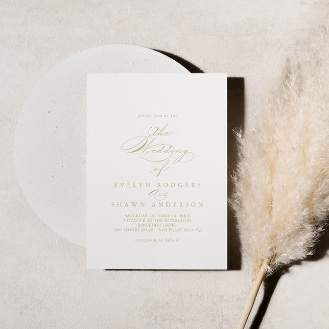 Convite O Dourado Casamento De Caligrafia Elegante De (Criador carregado)