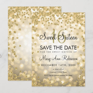 Convite O Dourado Sweet 16 Salva As Luzes Da Glitter De Da