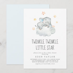 Convite O Elefante Dormir Brilha Pequena Estrela