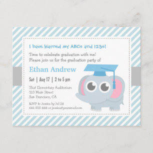 Convite O elefante pequeno caçoa a festa de formatura do