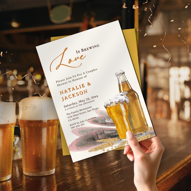 Convite O Elegante Script Love é o Chá de Criação de Casai (Elegant Script Love is Brewing Couples Shower Invitation)