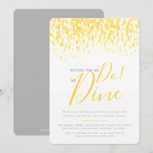 Convite O ensaio de arte do caranguejo amarelo sunny janta (Frente/Verso)