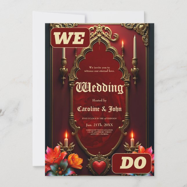 Convite O espírito do maravilhoso estilo vintage. (Frente)