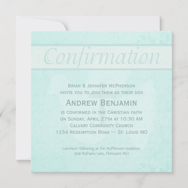 Convite O Espírito Santo da confirmação mergulhou com Aqua (Frente)