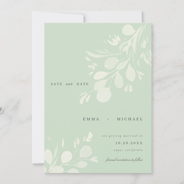 Convite O Eucalyptus aquarela deixa a placa salva (Frente)